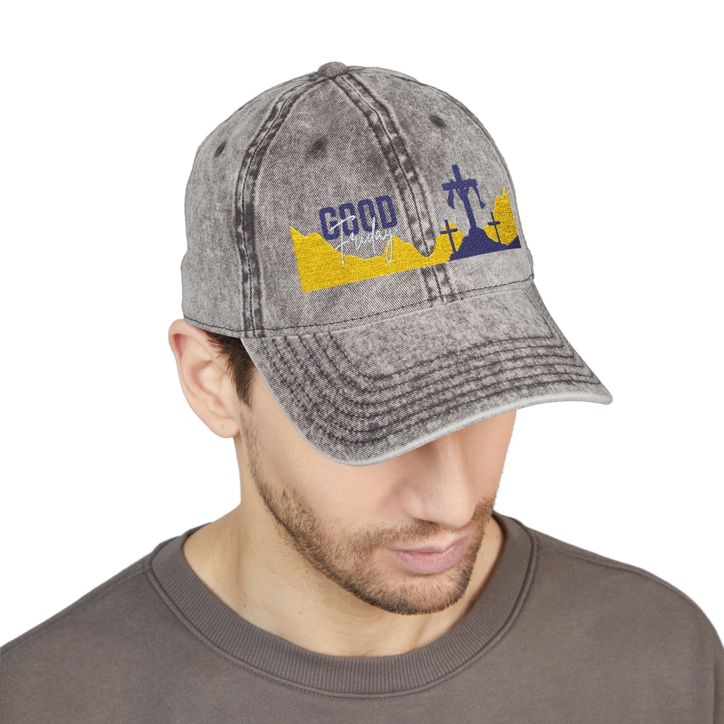 Vintage Embroidered Cap - 'Good Vibes' Distressed Dad Hat
