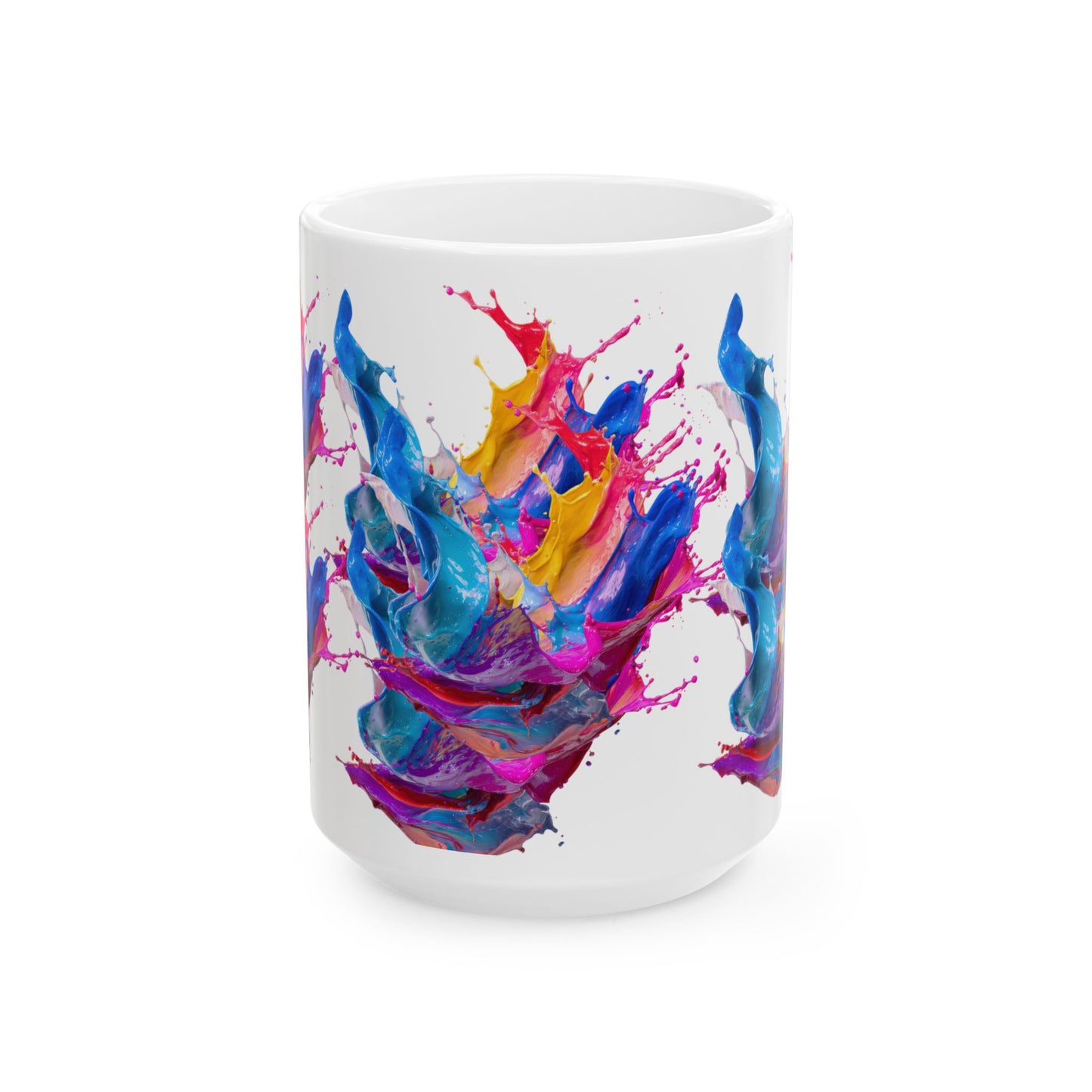 Colorful Paint Splash Ceramic Mug — Artistic Abstract 11oz/15oz Coffee Cup