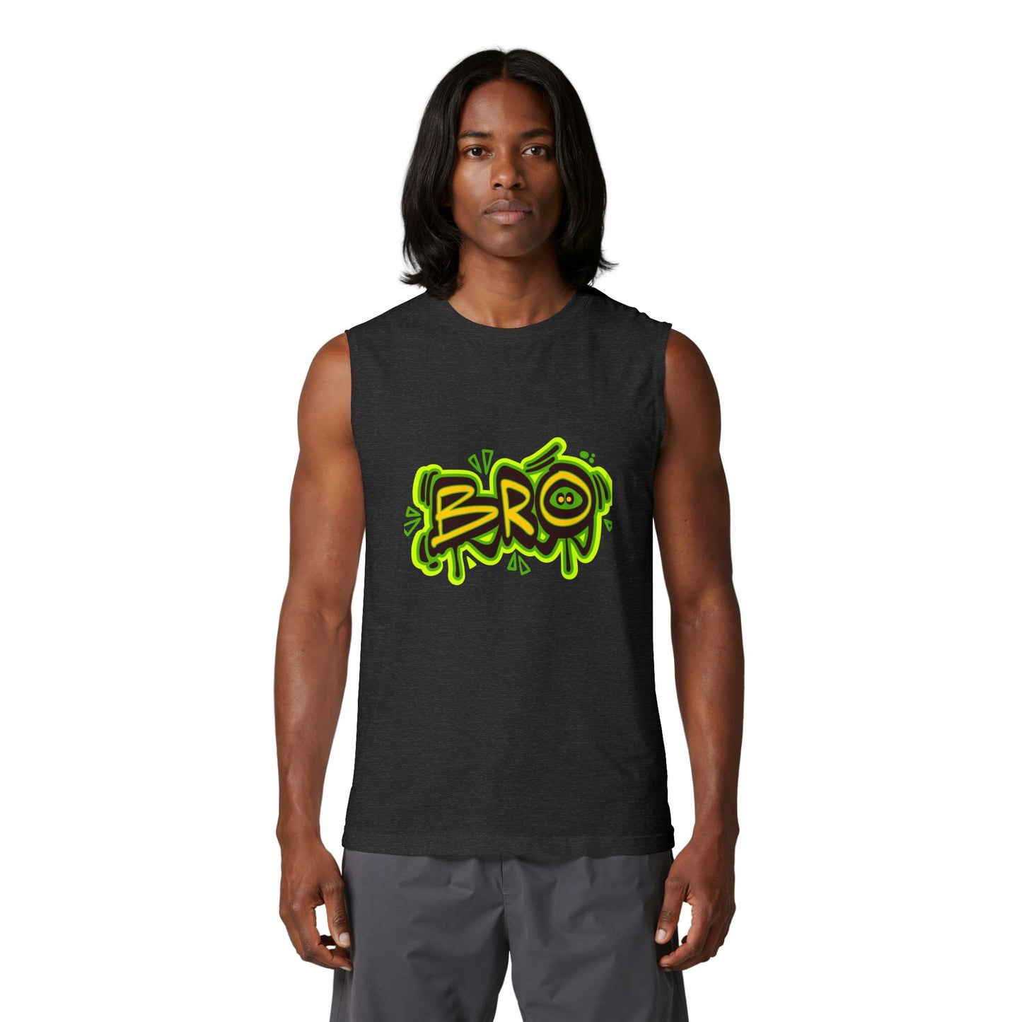 Bro Graffiti Muscle Tank — Neon Streetwear Sleeveless Tee