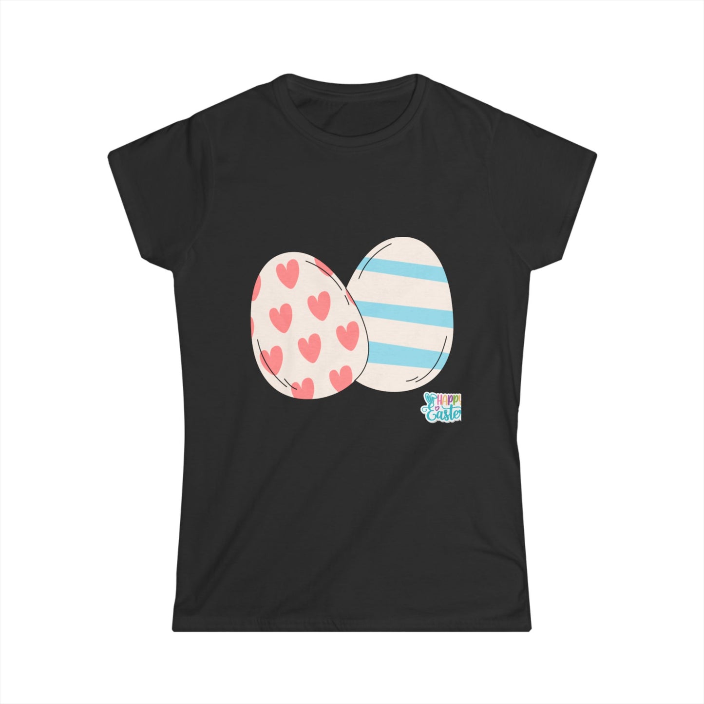 Easter Egg Pattern Women's Softstyle Tee – Cute Spring T-Shirt for Celebrations