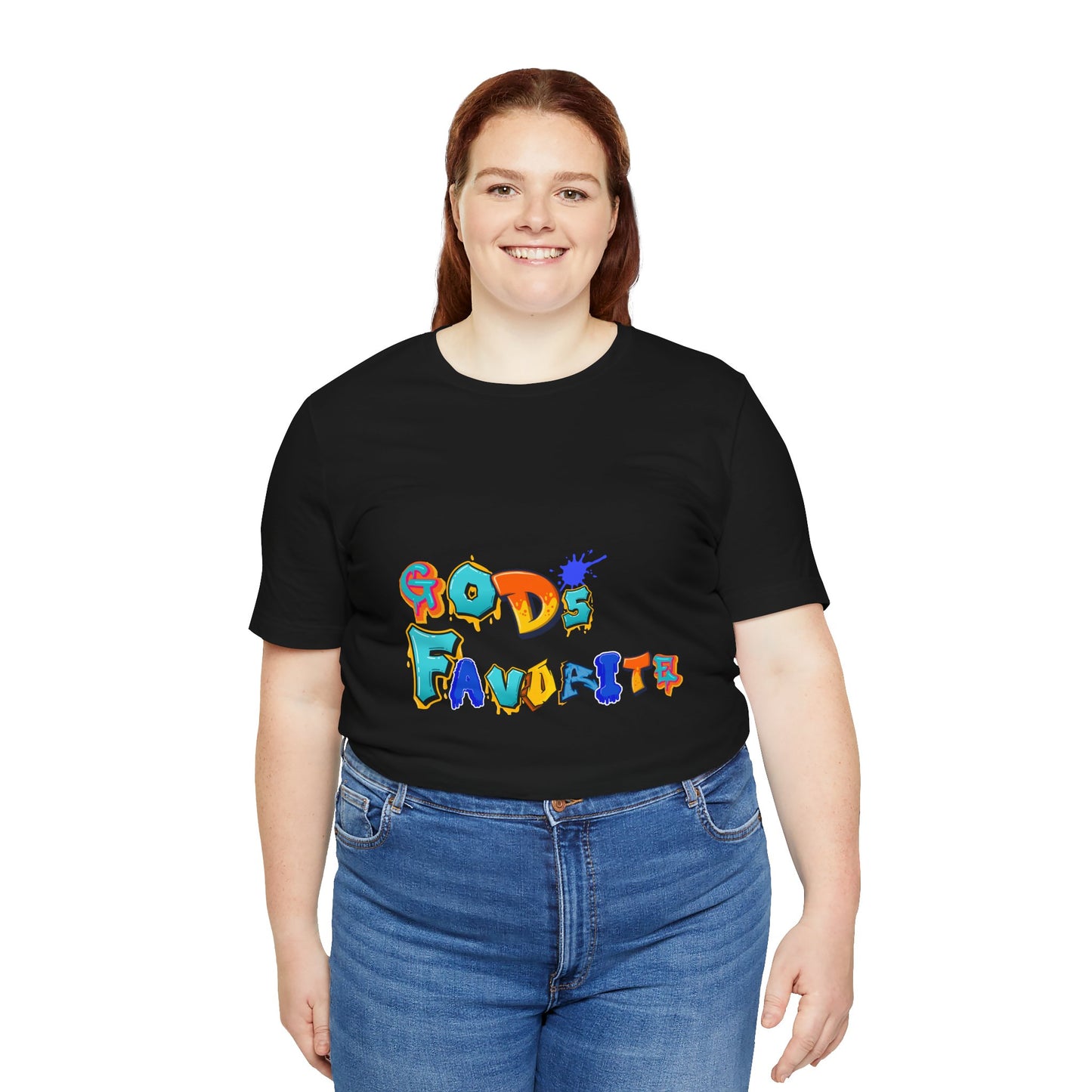 God's Favorite Graphic Tee — Colorful Handwritten Faith Shirt