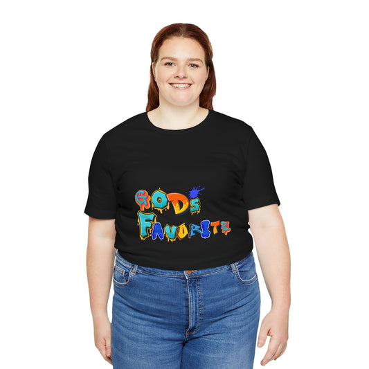 God's Favorite Graphic Tee — Colorful Handwritten Faith Shirt
