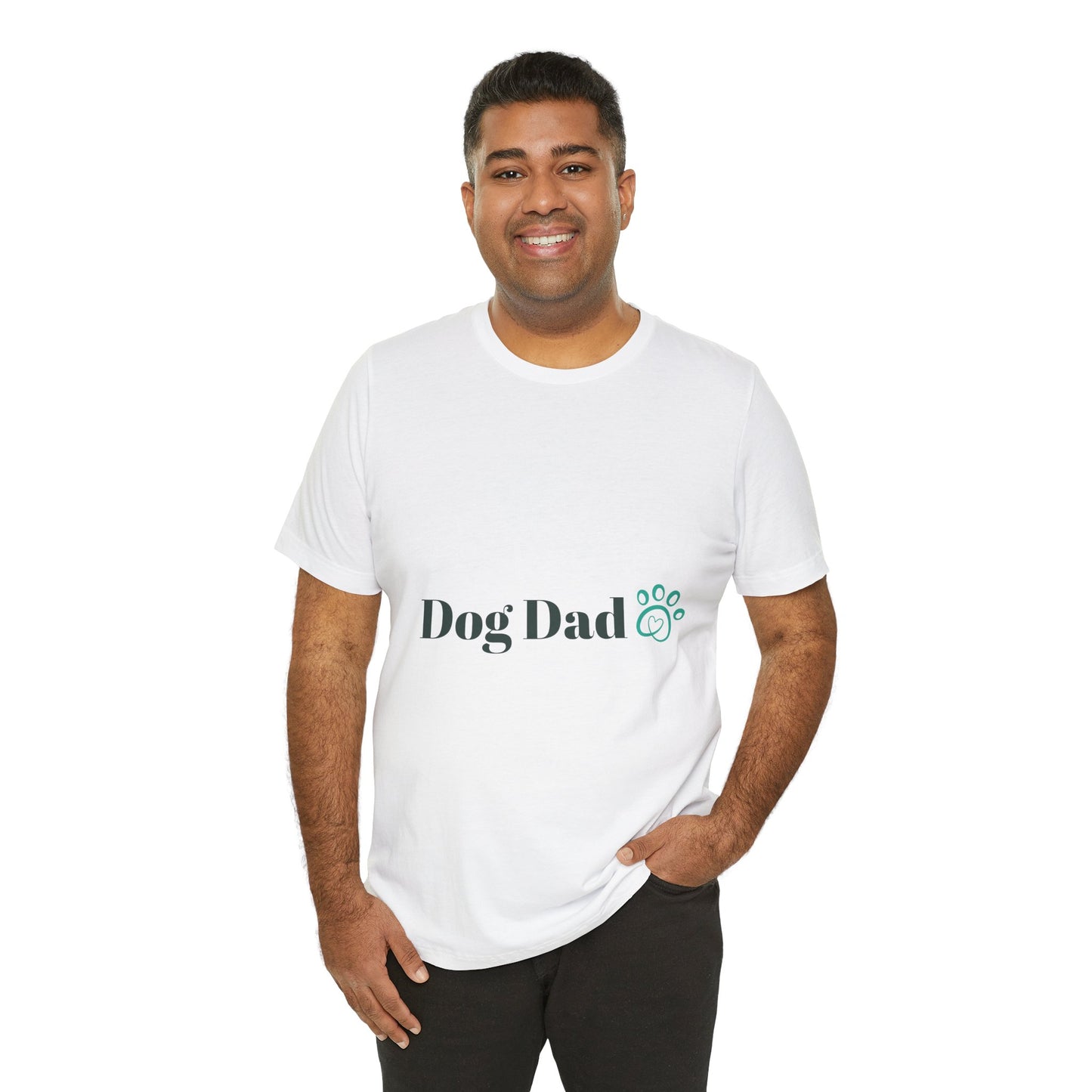 Dog Dad T-Shirt — ‘Dog Dad’ Text with Paw Print Tee
