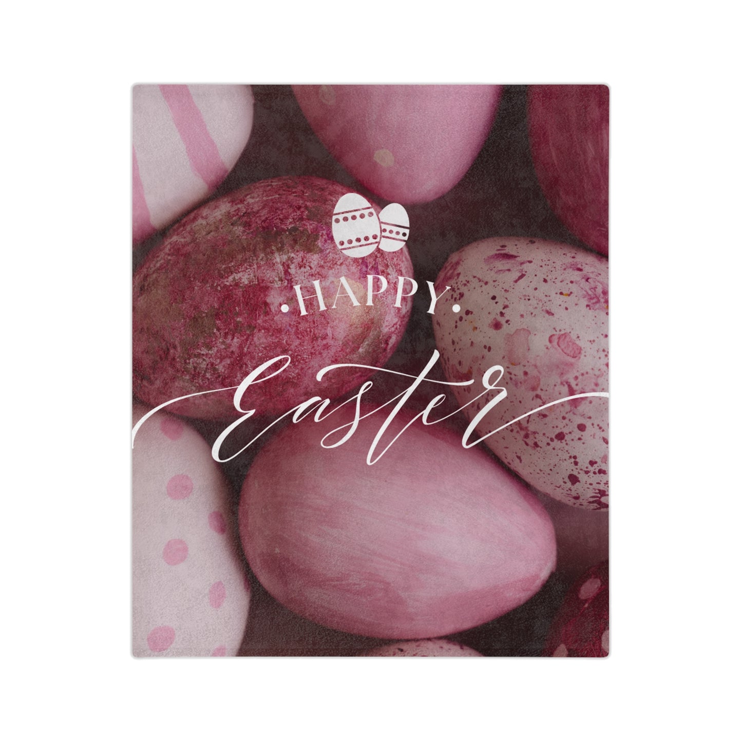 Happy Easter Pink Eggs Blanket - Velveteen Microfiber Easter Throw