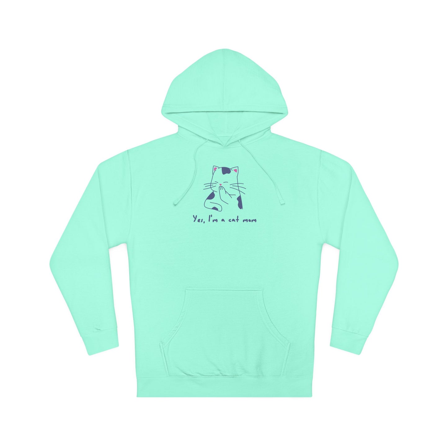 Cat Illustration Hoodie — “Yes, I’m a Cat Mom” Cute Minimalist Pullover