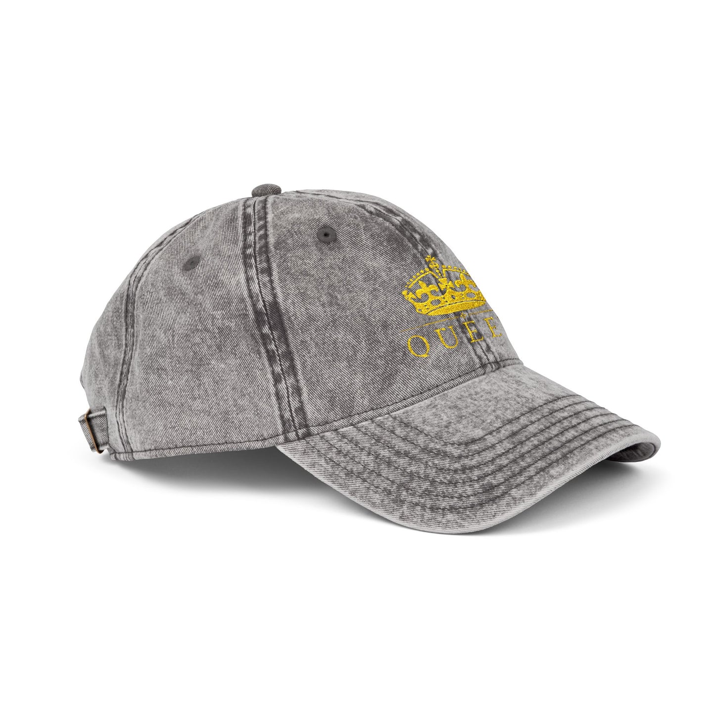 Embroidered 'Queen' Vintage Baseball Cap - Distressed Red Crown Hat