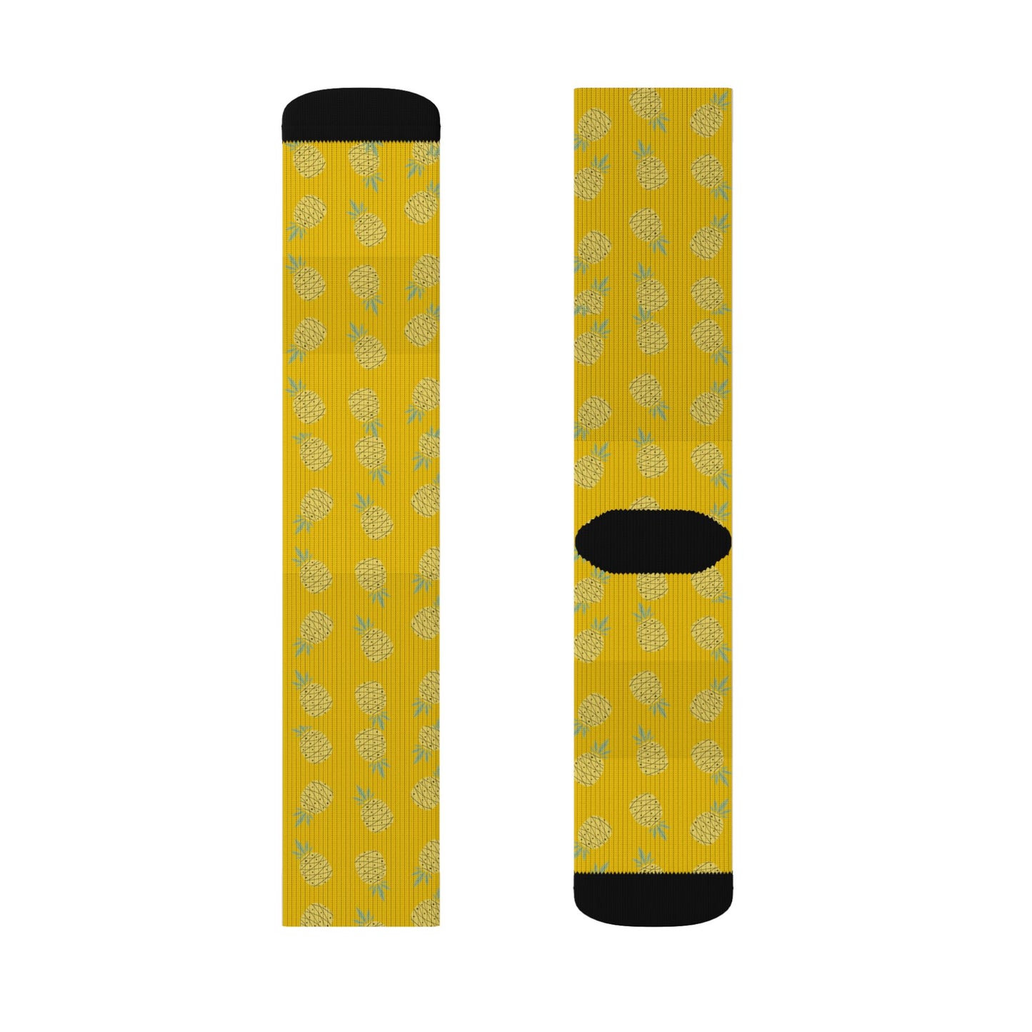 Yellow Pineapple Sublimation Socks — Fun Pineapple Pattern Crew Socks