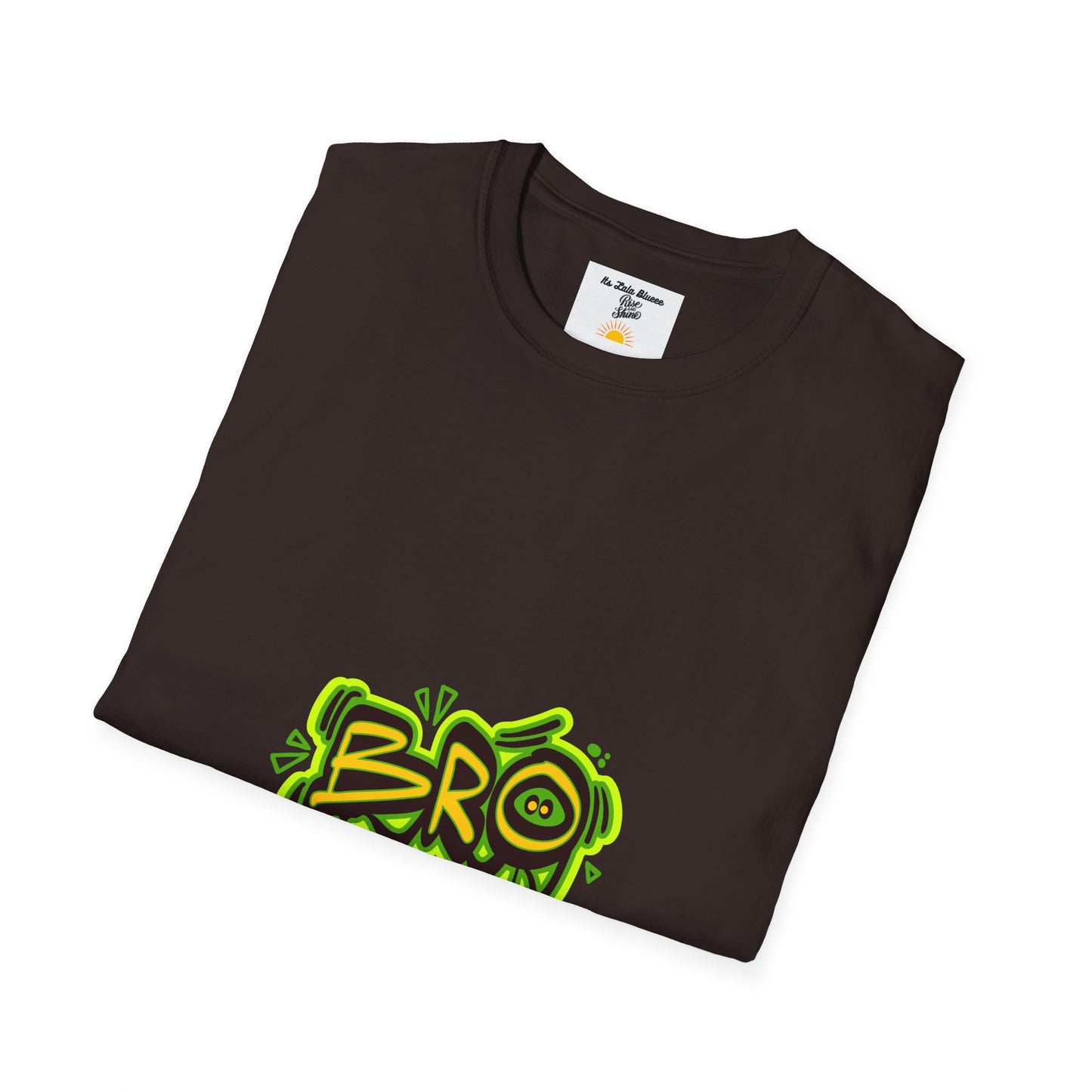 Bro Graffiti T-Shirt — Urban Streetwear Tee with Neon Green Spray Graphic