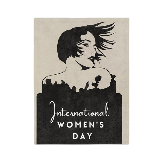International Women’s Day Velveteen Blanket — Feminine Silhouette Microfiber Throw