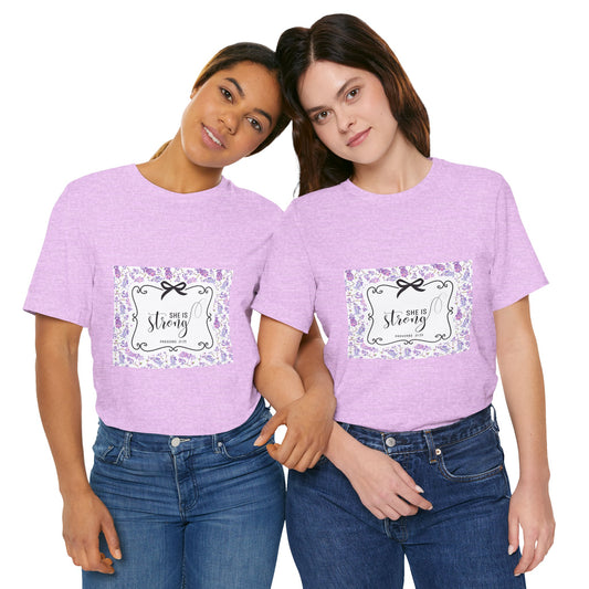 She Is Strong Floral Tee — Inspirational Women's Motivational Shirt