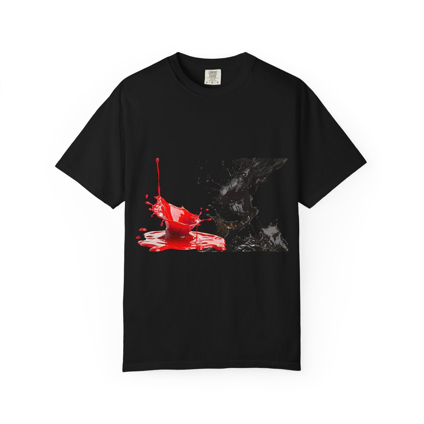 Ink Splash Graphic T-Shirt — Red & Black Abstract Art Tee