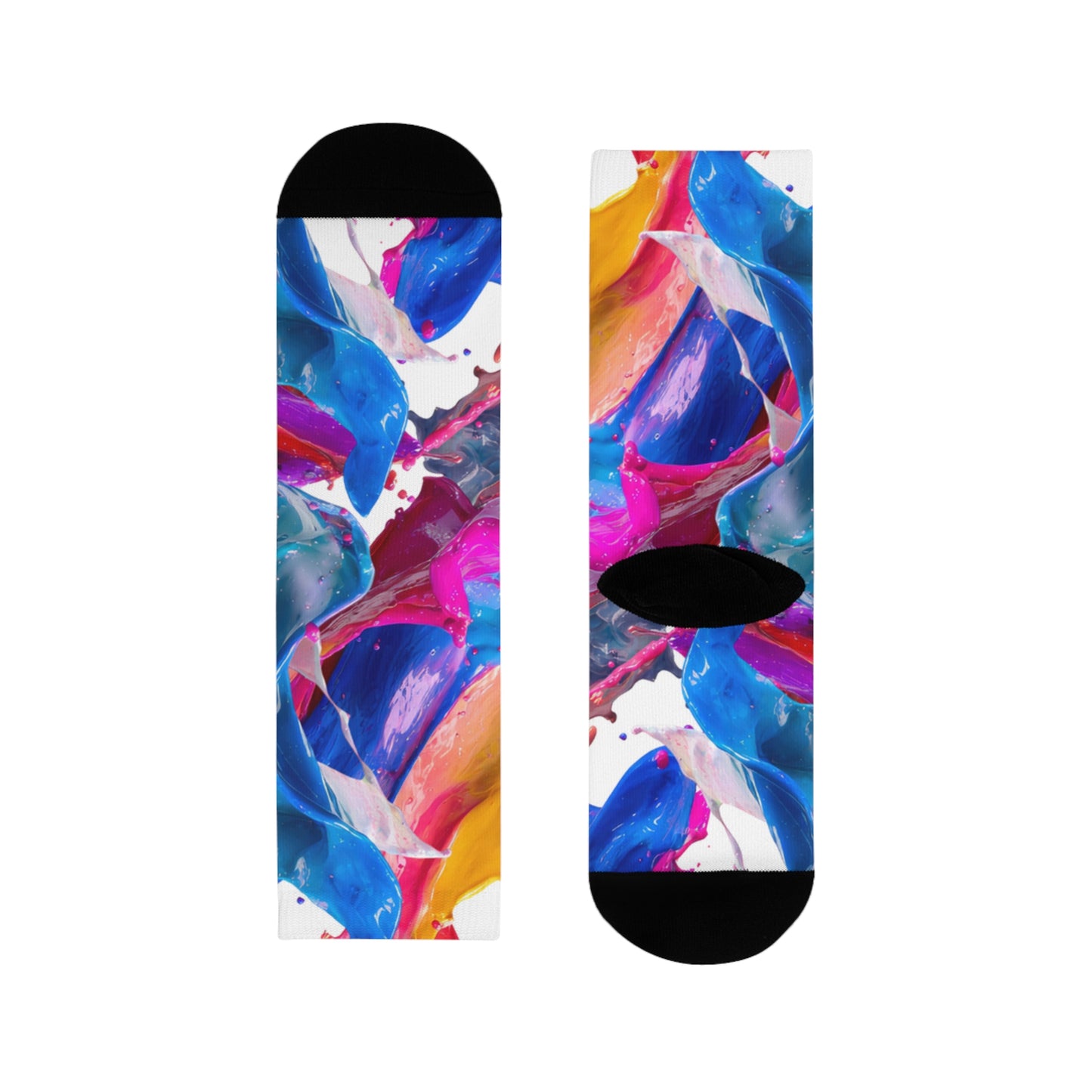 Abstract Paint Splash Crew Socks — Colorful Sublimation Art Socks