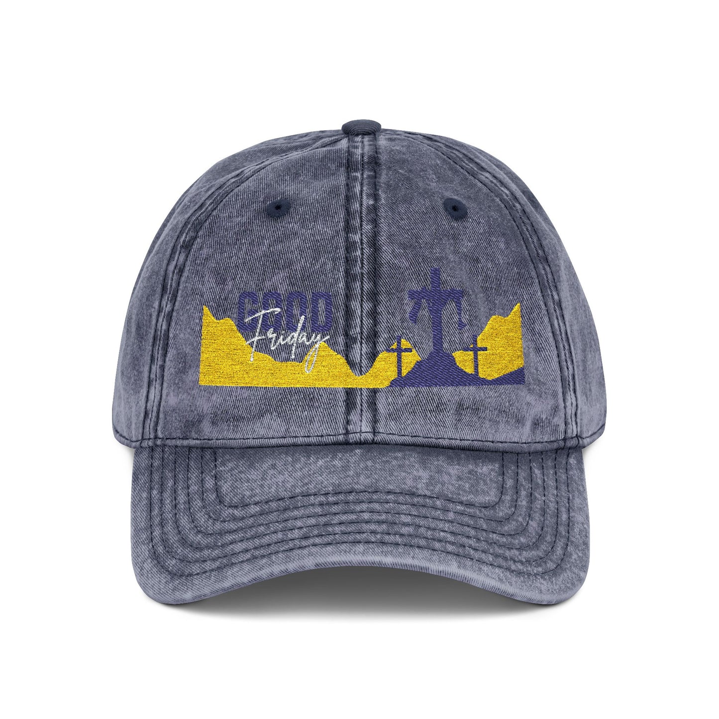 Vintage Embroidered Cap - 'Good Vibes' Distressed Dad Hat