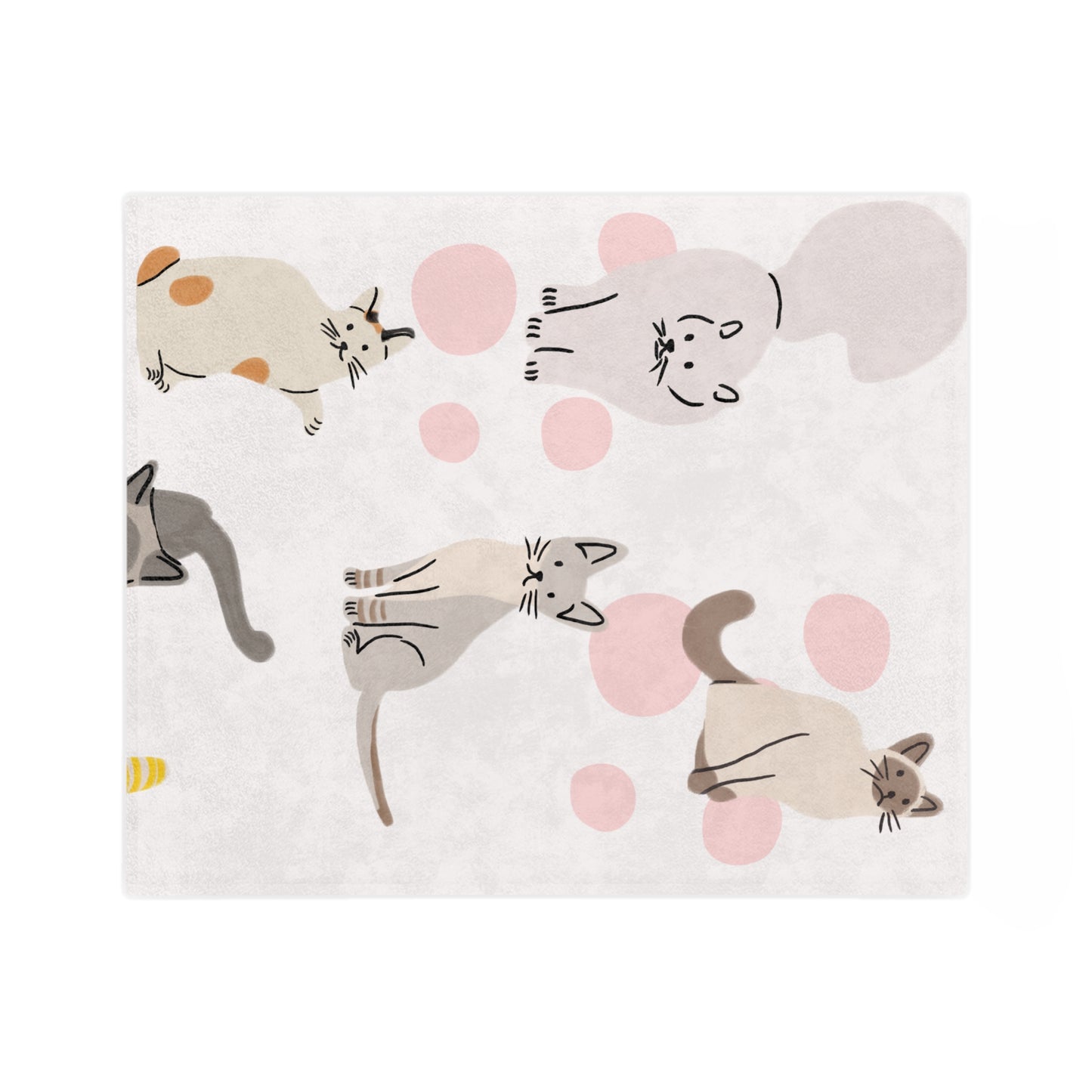 Cute Pastel Cat Pattern Velveteen Microfiber Blanket — Cozy Kitten Throw for Cat Lovers