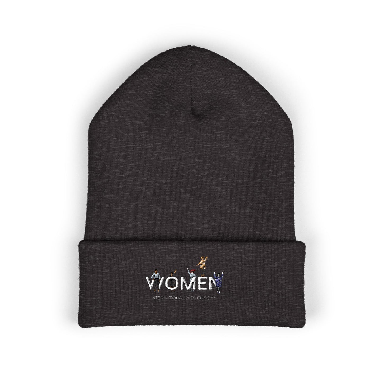 Embroidered Penguin Line Cuffed Beanie — Cute Winter Animal Knit Hat