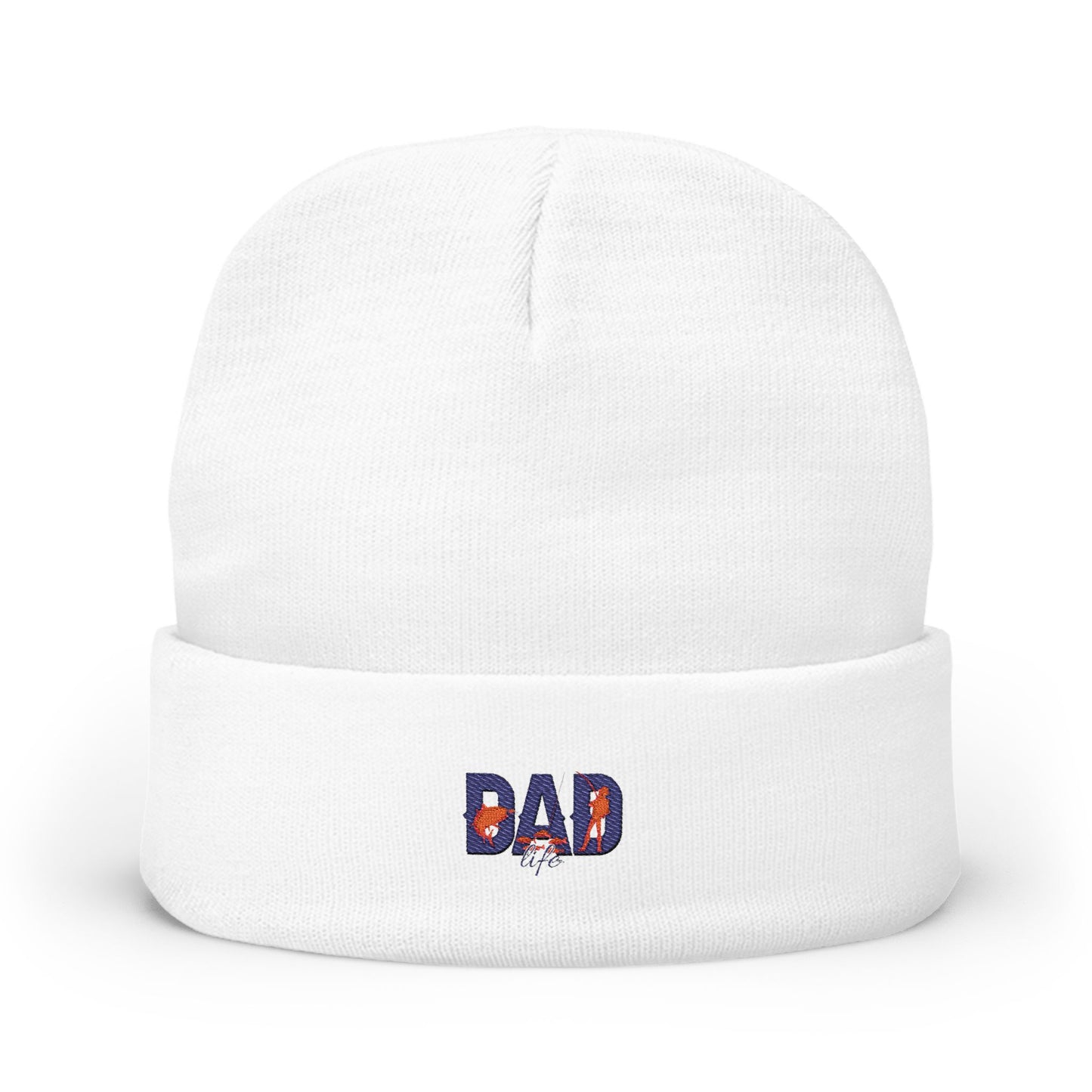 Embroidered 'DAD' Knit Beanie – Floral Accent Winter Hat for Fathers