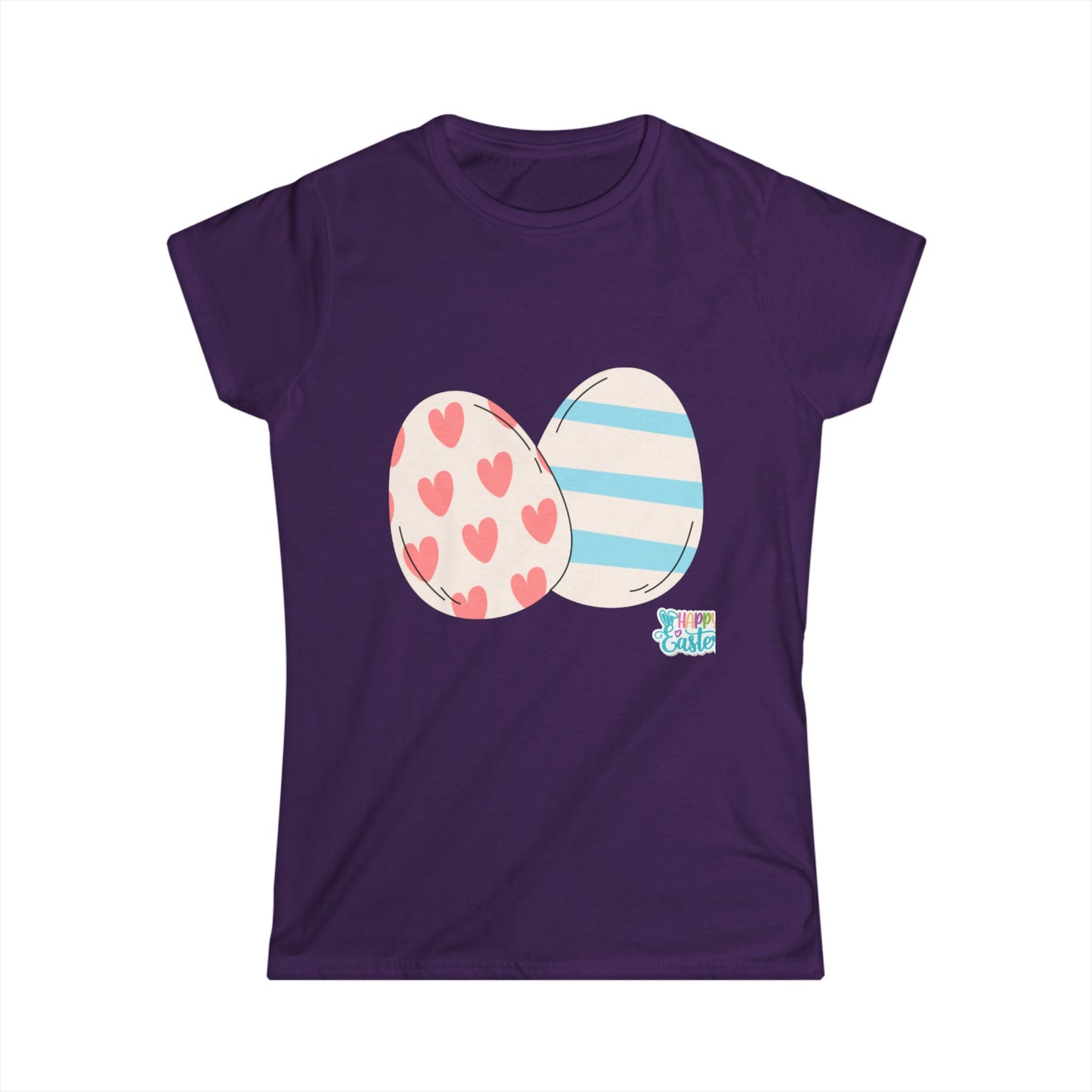 Easter Egg Pattern Women's Softstyle Tee – Cute Spring T-Shirt for Celebrations
