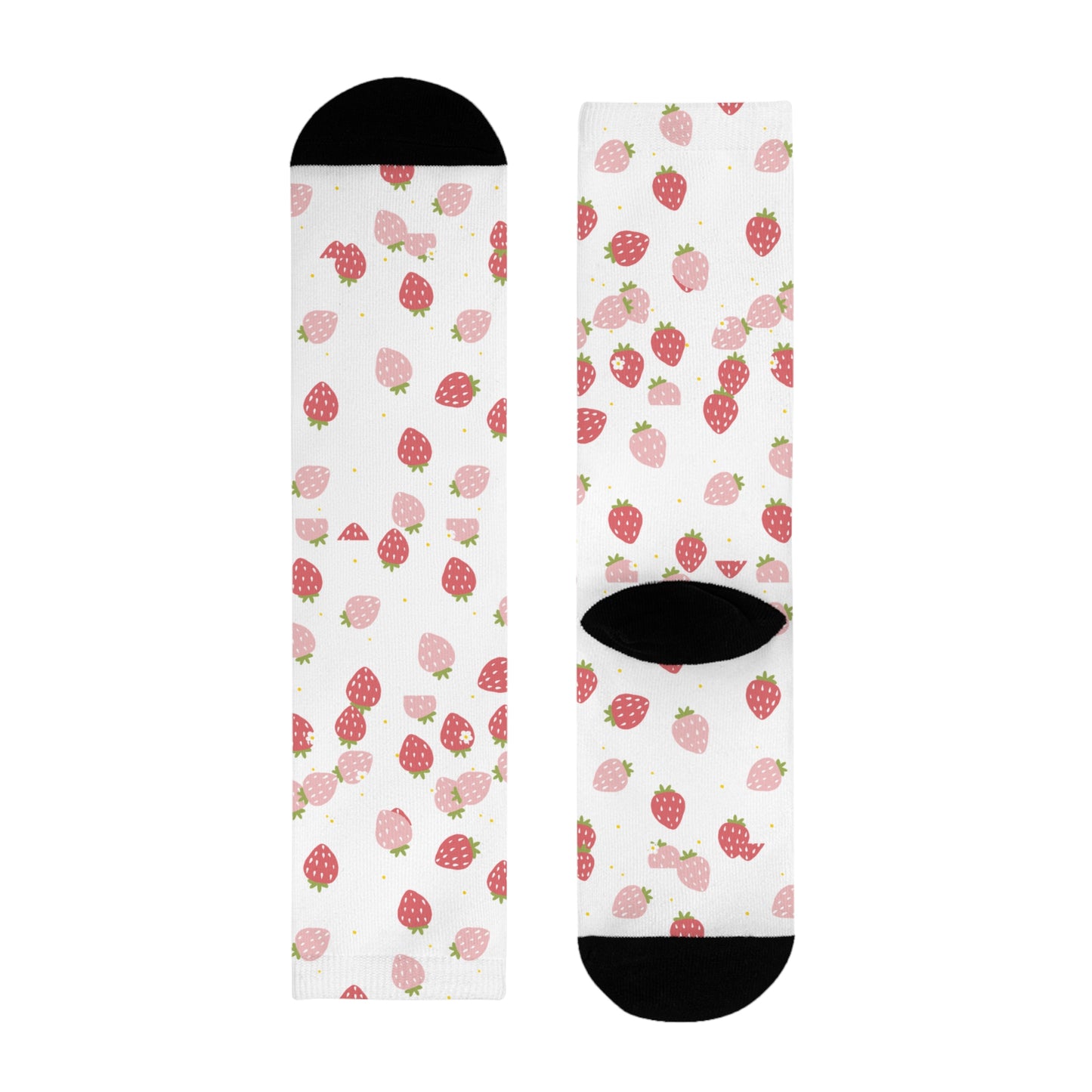 Strawberry Pattern Crew Socks – Cute Pink Fruit Sublimation Socks
