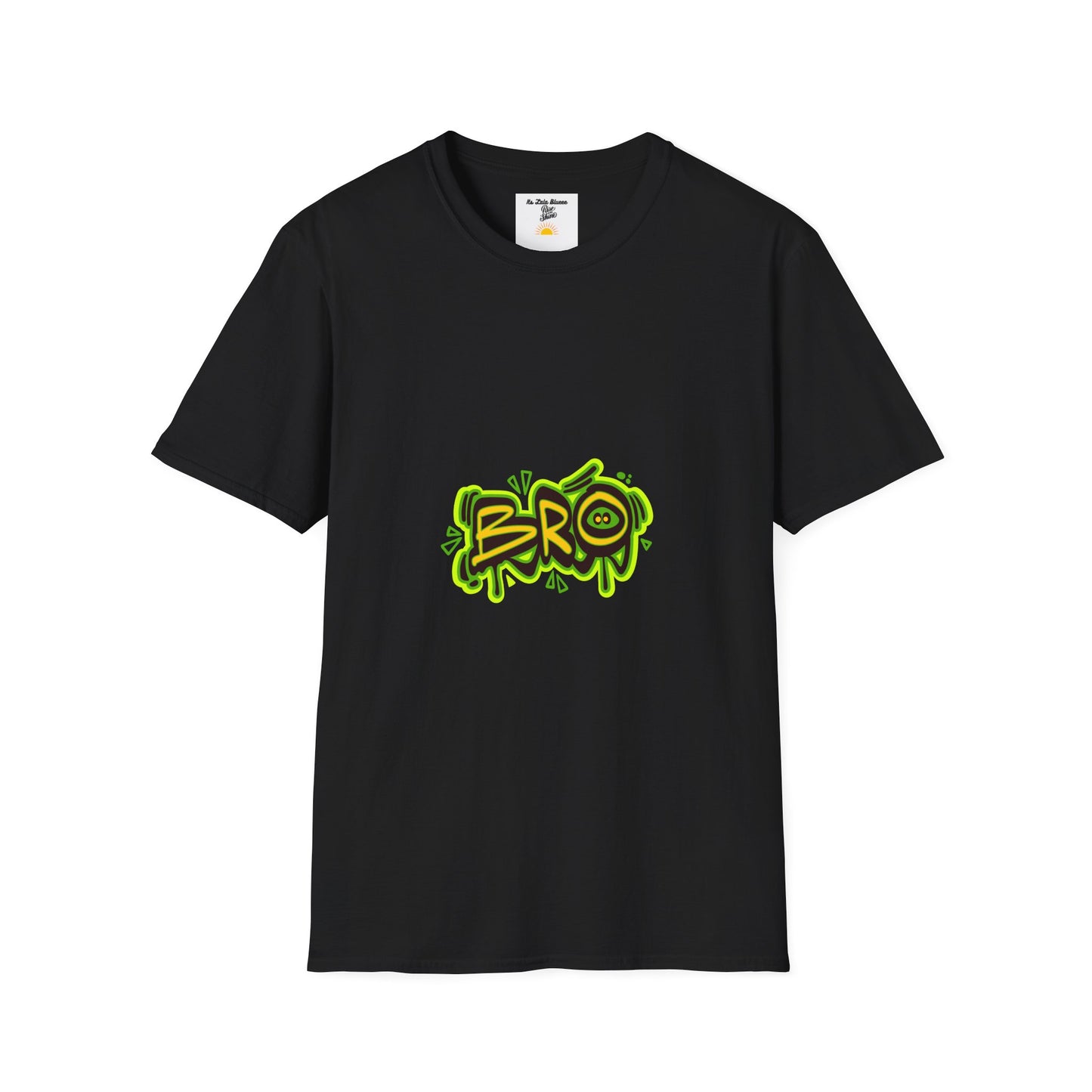 Bro Graffiti T-Shirt — Urban Streetwear Tee with Neon Green Spray Graphic