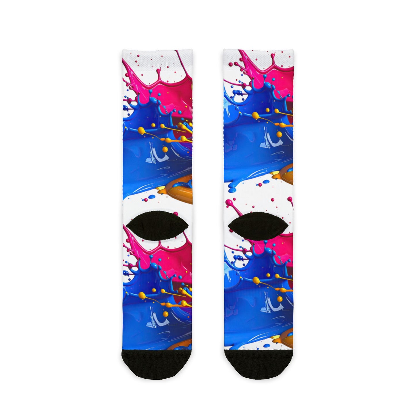 Color Splash Sublimation Crew Socks — Vibrant Paint Splash Athletic Socks