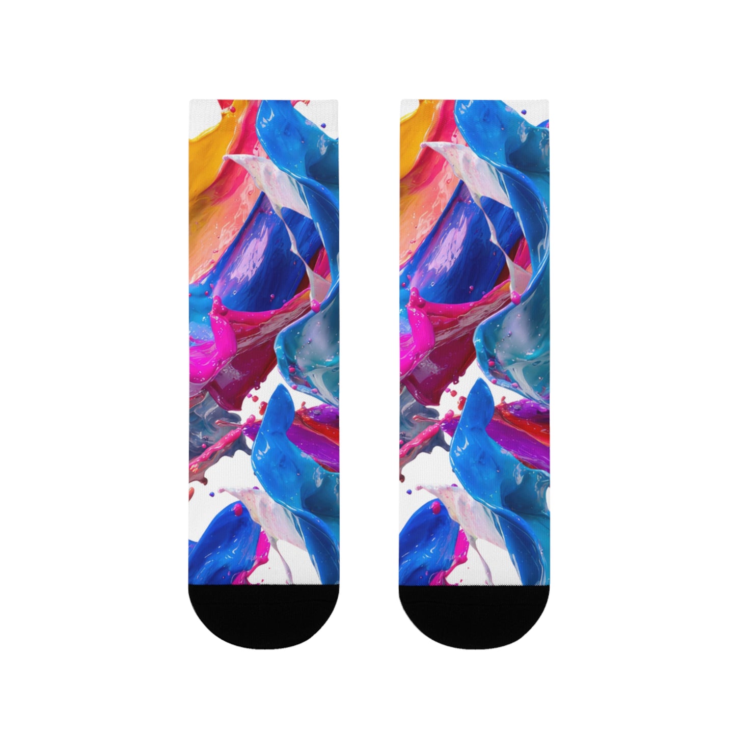 Abstract Paint Splash Crew Socks — Colorful Sublimation Art Socks