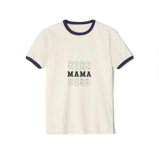 Mama Boss Ringer Tee - Retro Mom Graphic T-Shirt