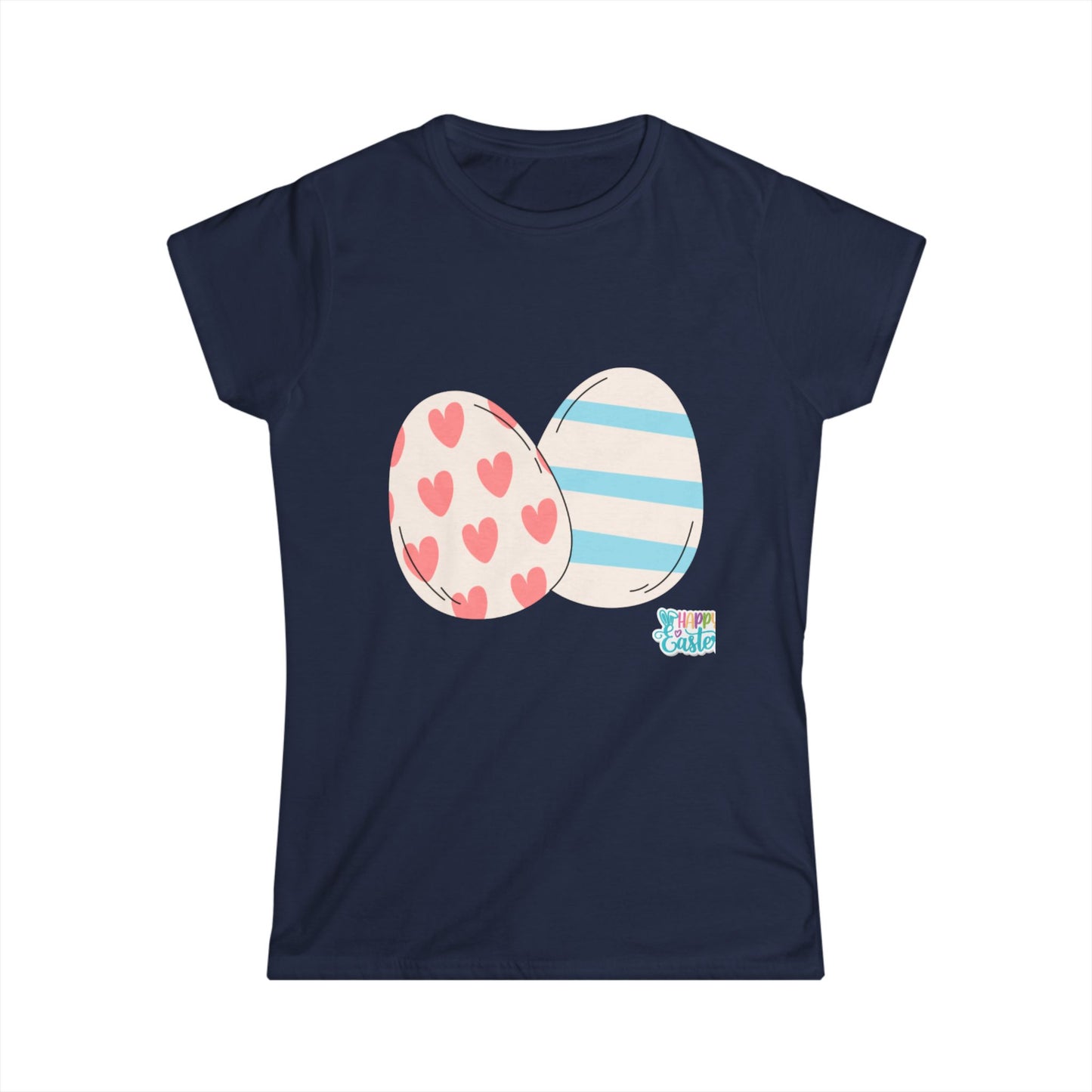 Easter Egg Pattern Women's Softstyle Tee – Cute Spring T-Shirt for Celebrations