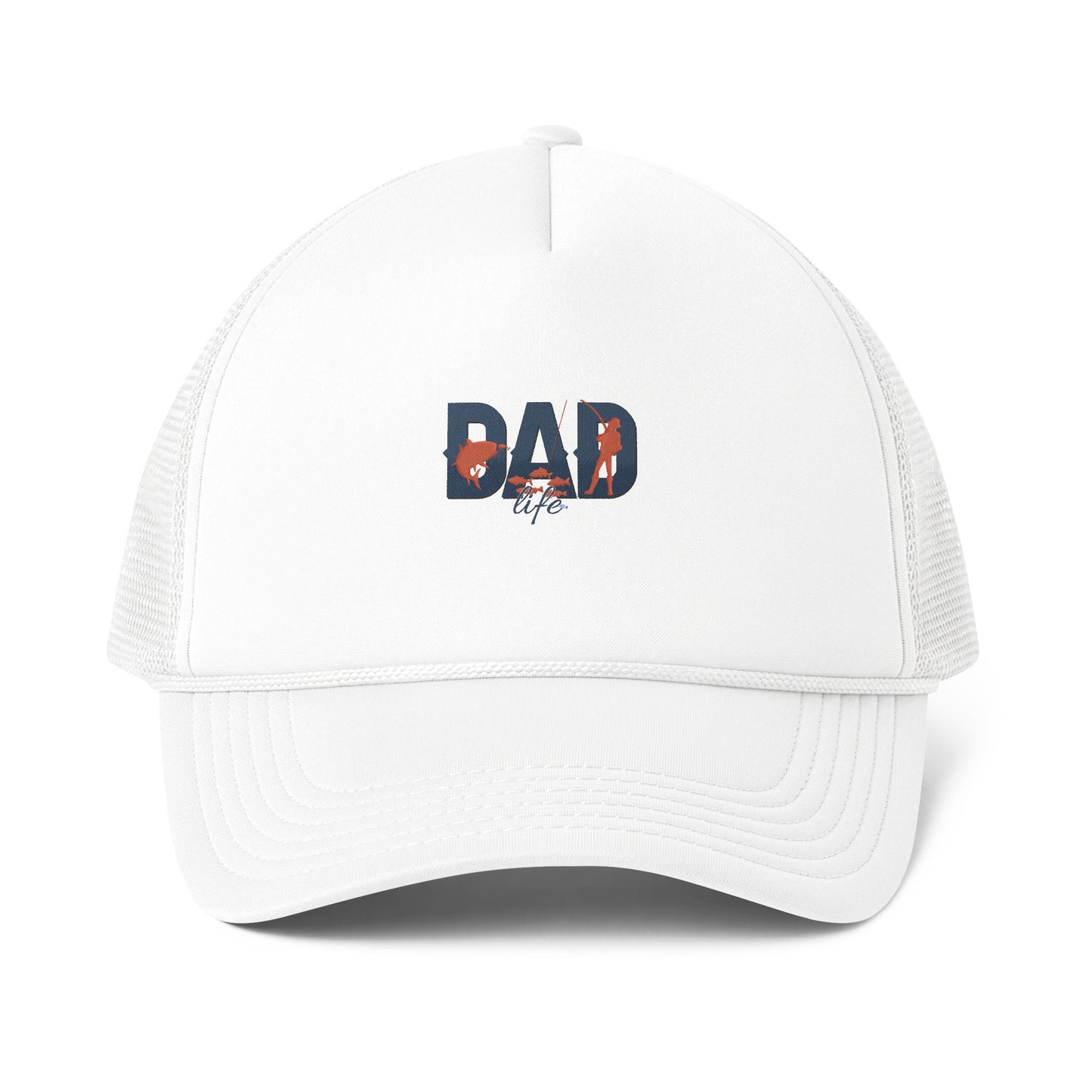Dad Life Trucker Cap — Retro Floral Logo Foam Mesh-Back Hat