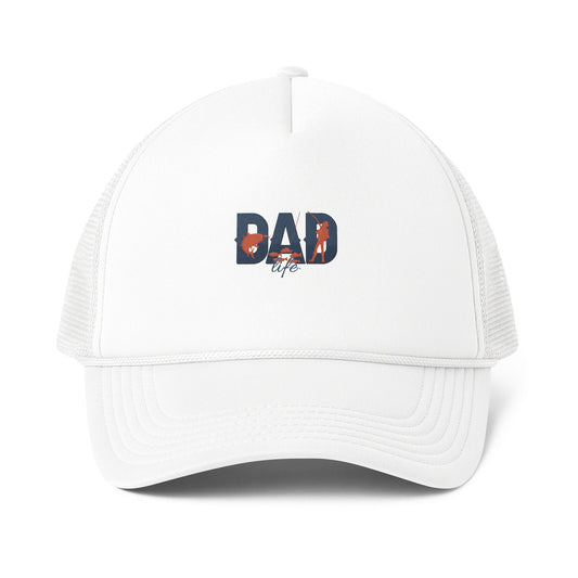 Dad Life Trucker Cap — Retro Floral Logo Foam Mesh-Back Hat