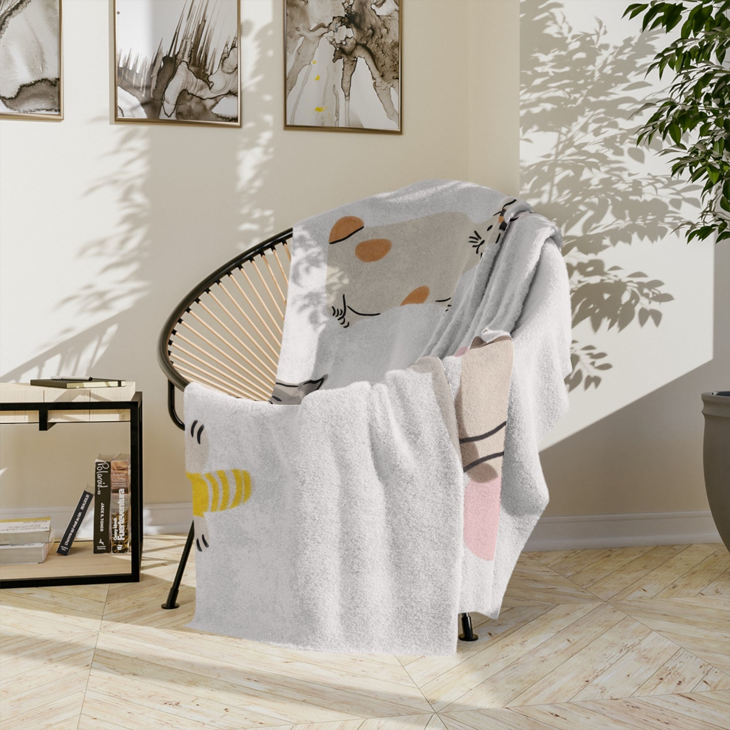 Cute Pastel Cat Pattern Velveteen Microfiber Blanket — Cozy Kitten Throw for Cat Lovers