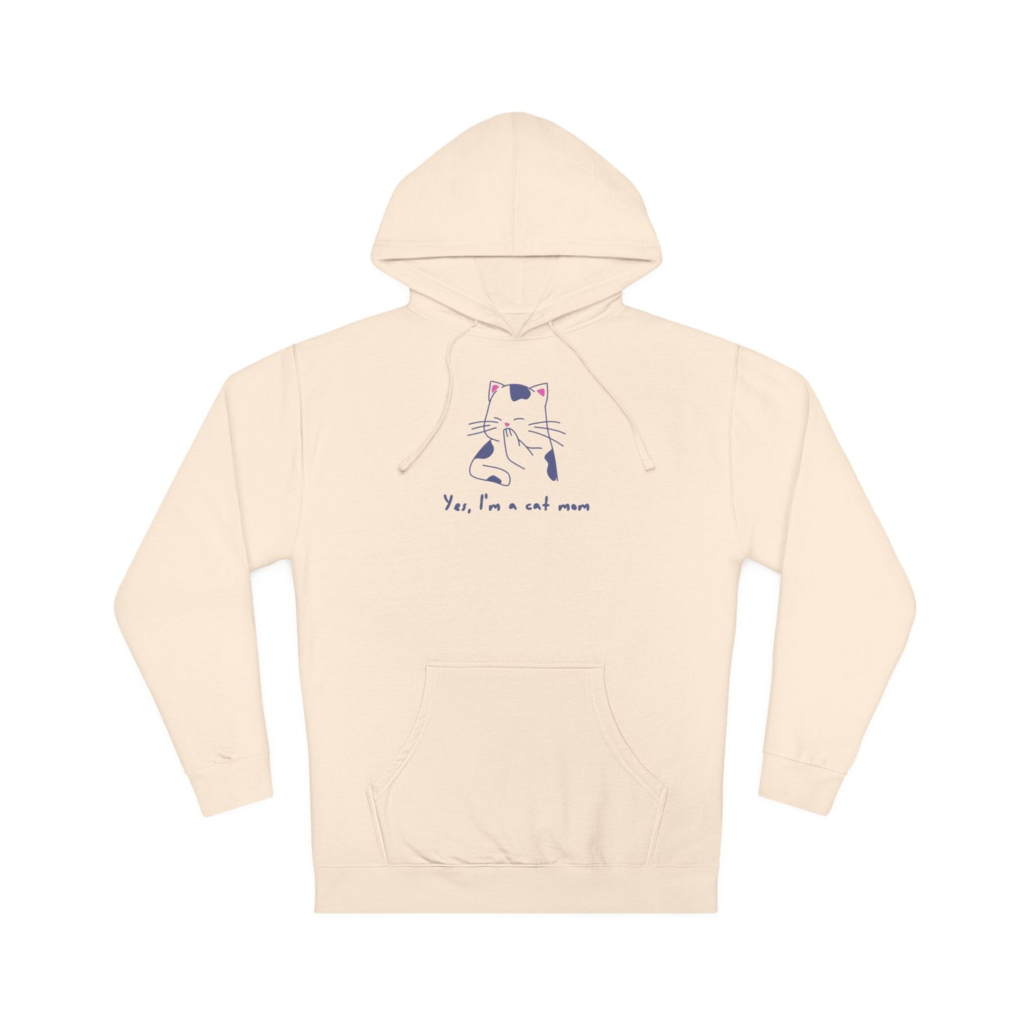 Cat Illustration Hoodie — “Yes, I’m a Cat Mom” Cute Minimalist Pullover