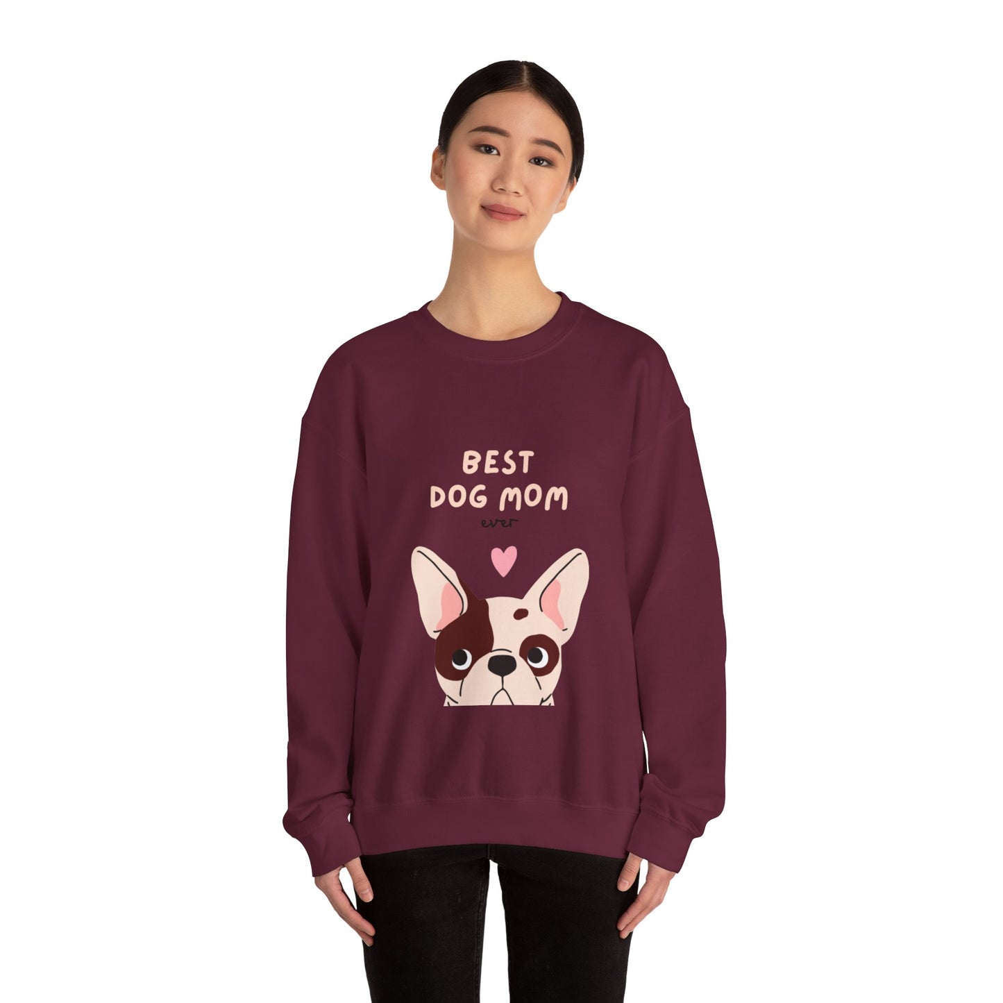 Best Dog Mom Sweatshirt — Cute French Bulldog Crewneck for Dog Lovers