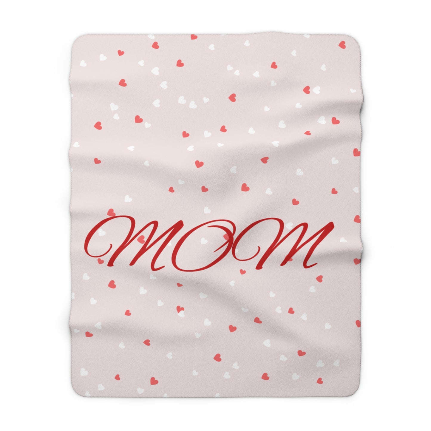 Mom Sherpa Fleece Blanket – Heart Print Cozy Throw for Mother's Day
