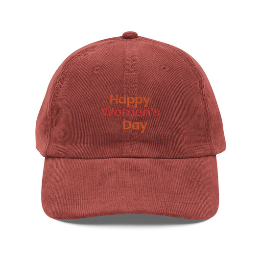 Embroidered "WOMEN" Vintage Corduroy Cap — Retro Feminist Baseball Hat