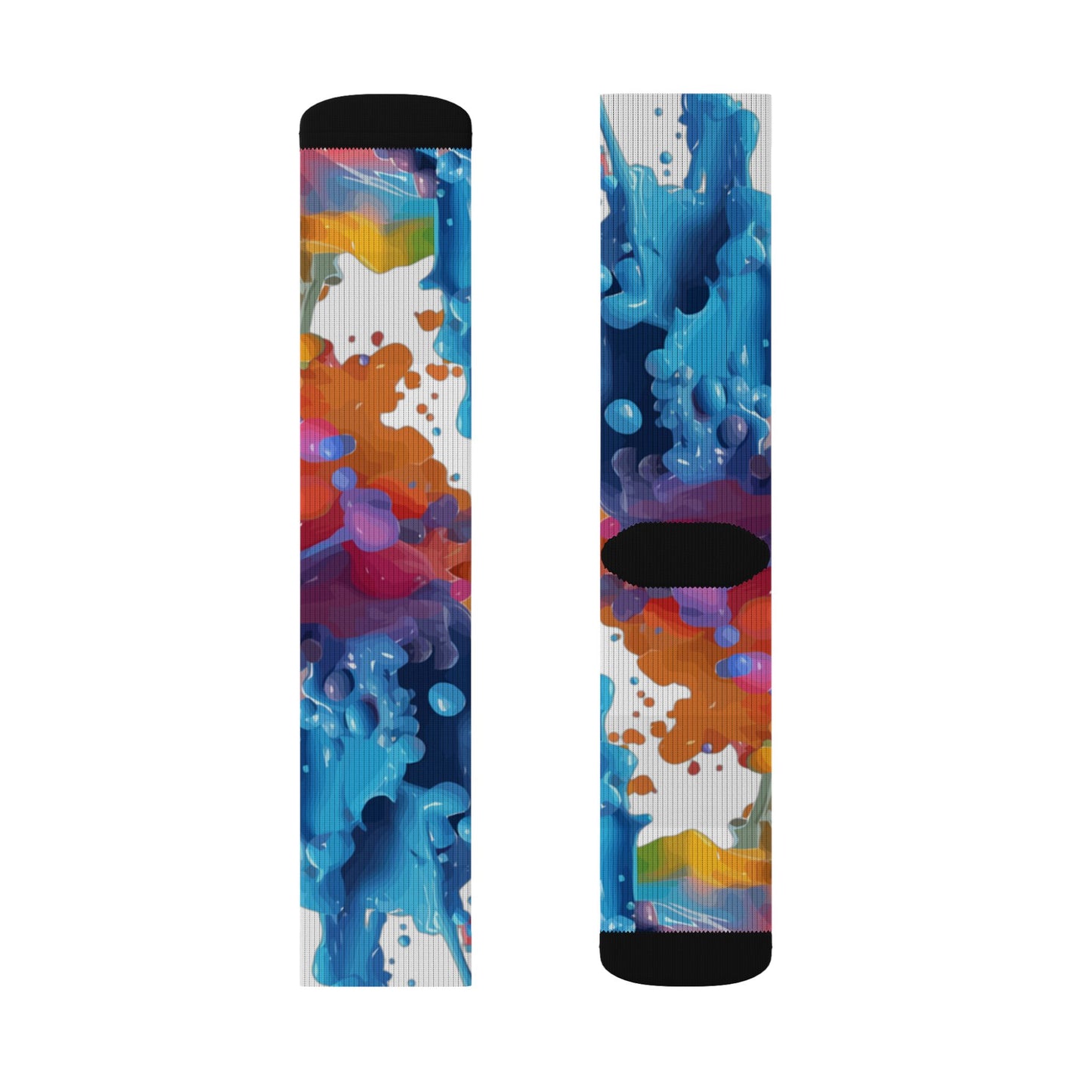 Color Splash Sublimation Socks — Abstract Rainbow Crew Socks