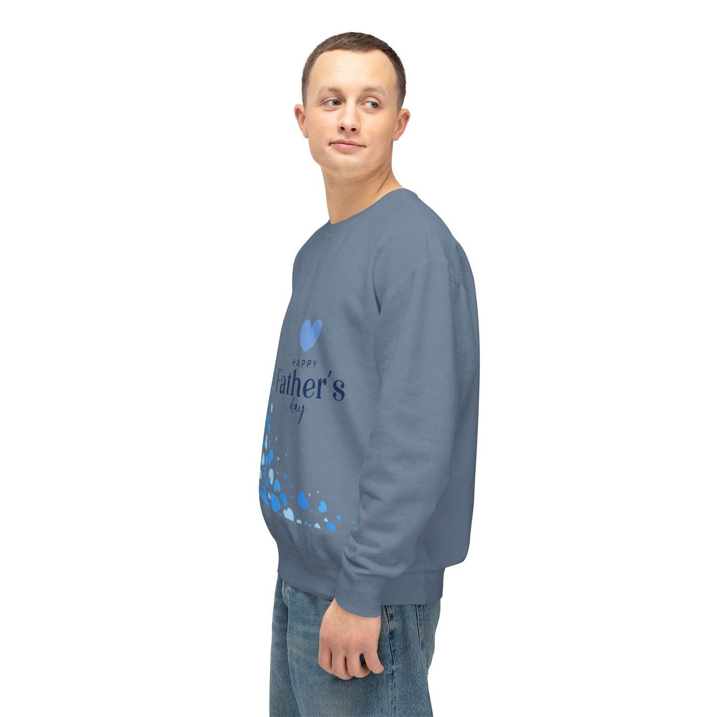 Father's Day Crewneck Sweatshirt – Blue Heart Happy Father's Day Design