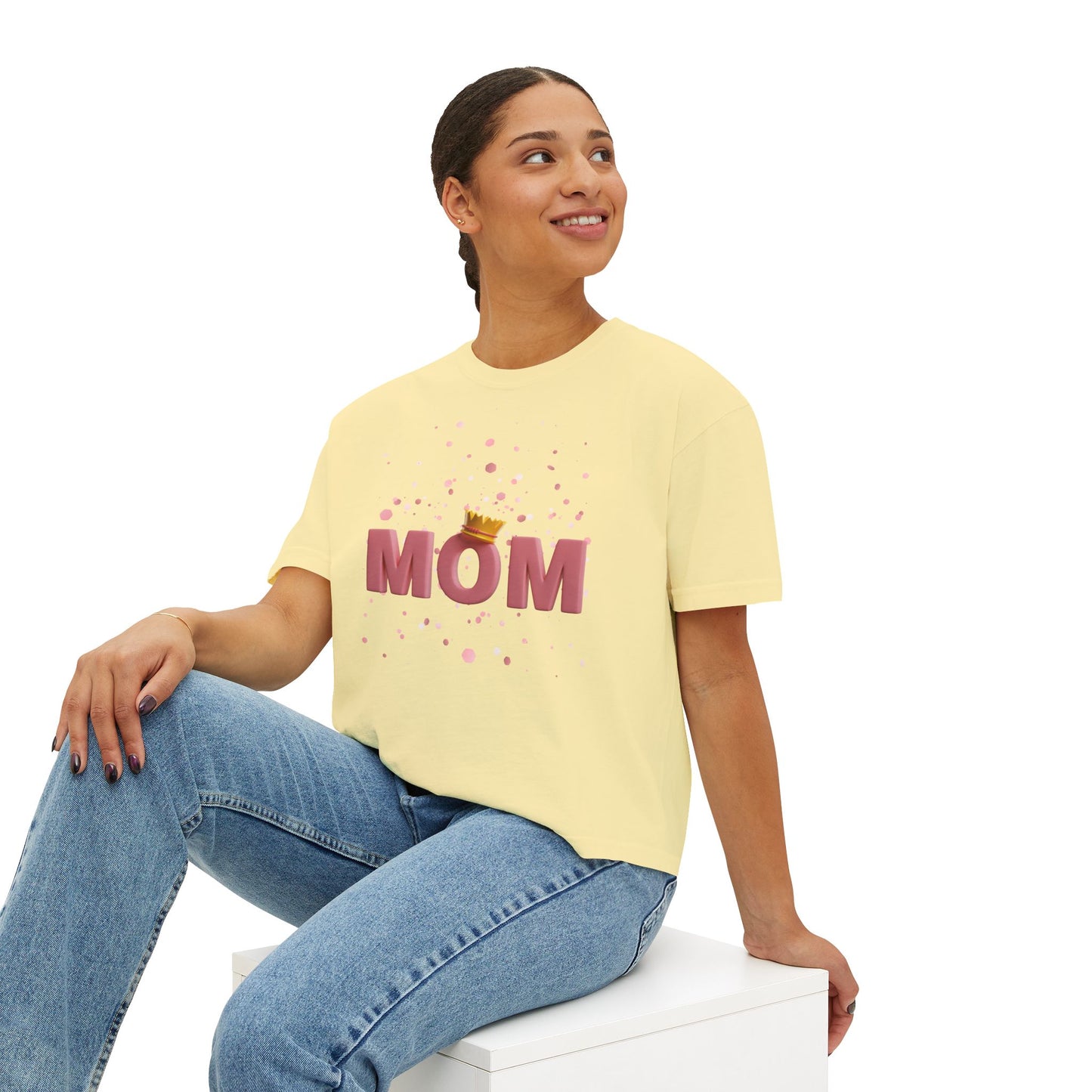 Mom Crown Boxy Tee - Stylish Women's T-Shirt for Mother's Day