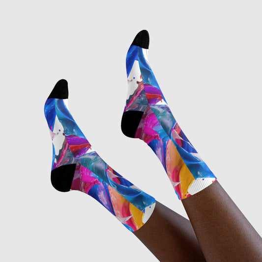 Abstract Paint Splash Crew Socks — Colorful Sublimation Art Socks