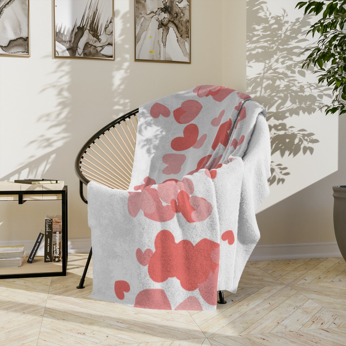 Microfiber Blanket — Pink Heart Confetti Throw for Valentine's Day & Cozy Gifts