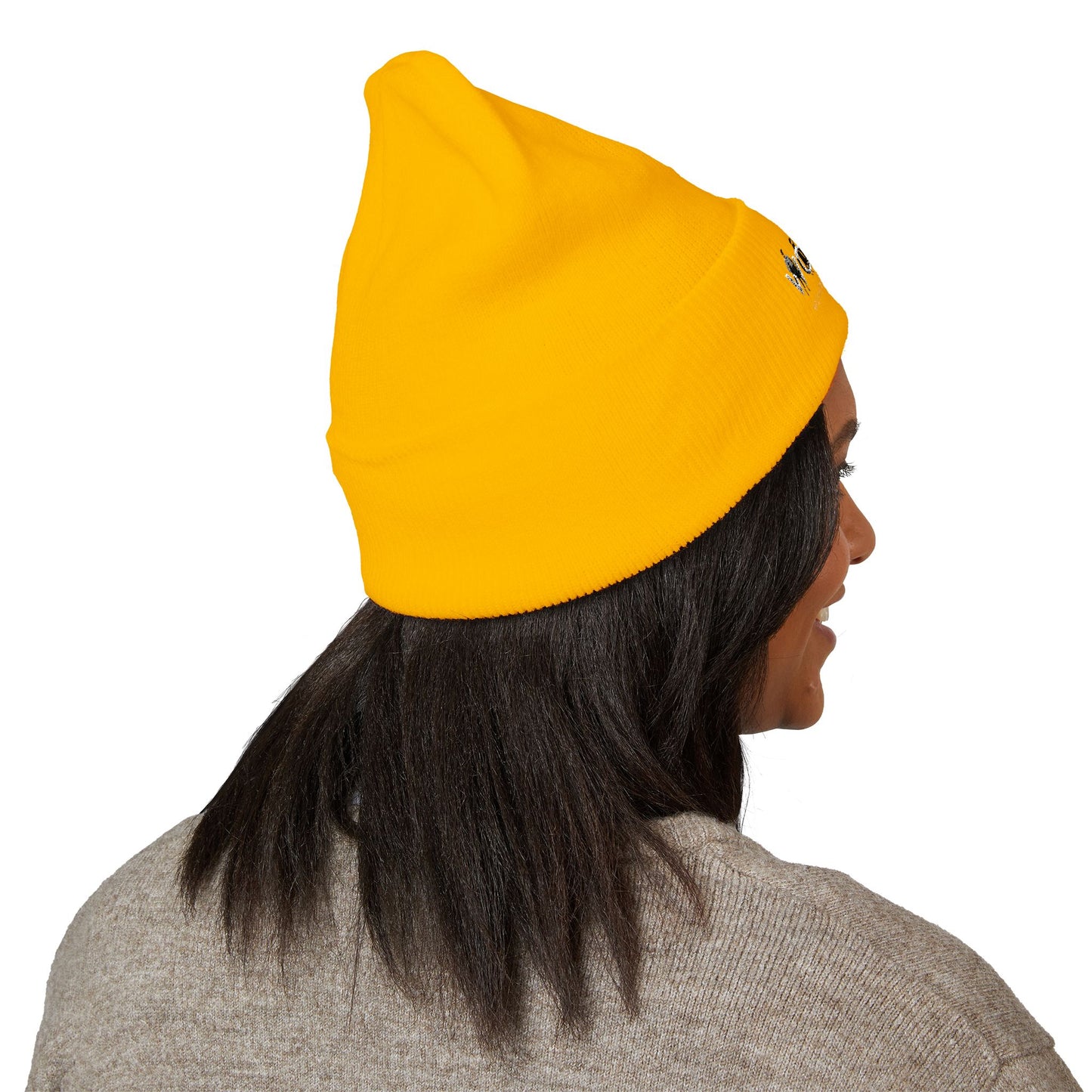 Embroidered Penguin Line Cuffed Beanie — Cute Winter Animal Knit Hat