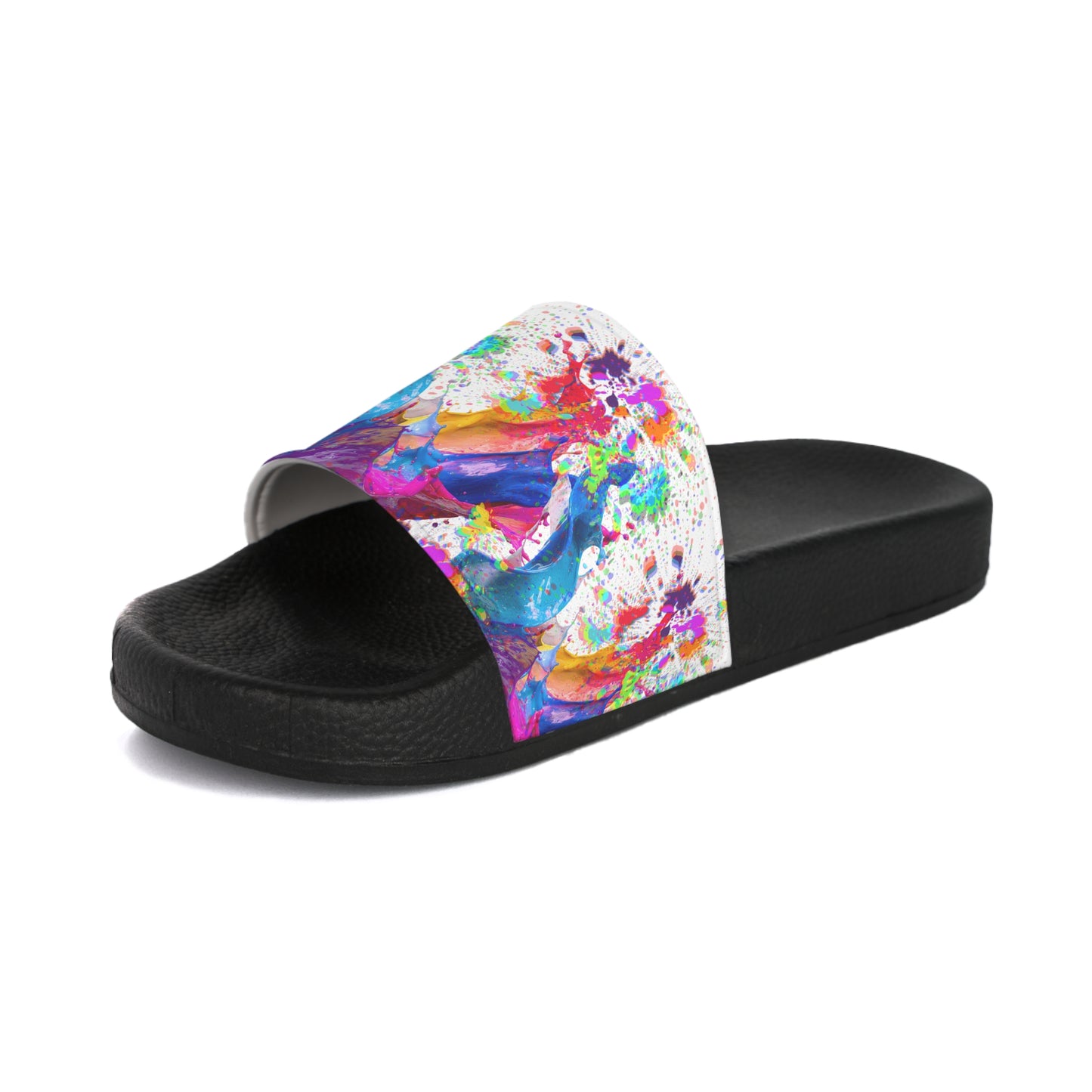 Color Splash Women's Slide Sandals — Abstract Paint Pattern