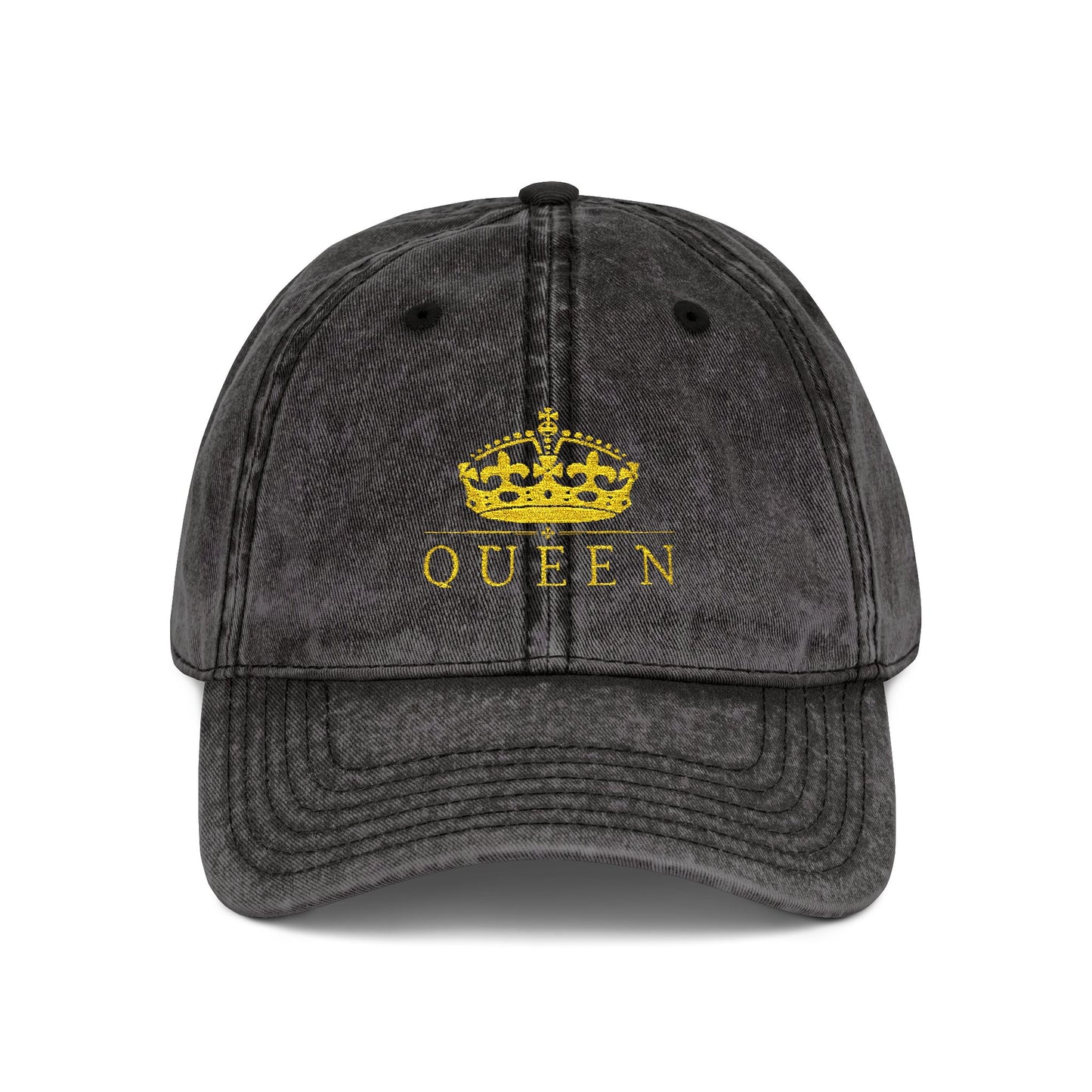 Embroidered 'Queen' Vintage Baseball Cap - Distressed Red Crown Hat