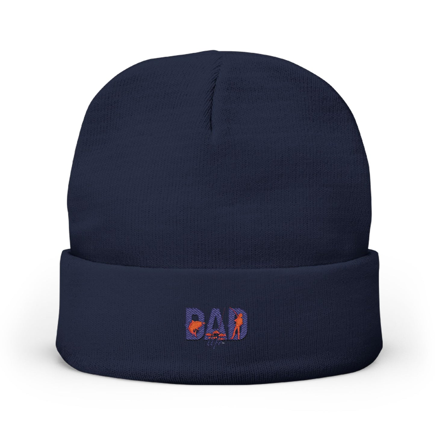 Embroidered 'DAD' Knit Beanie – Floral Accent Winter Hat for Fathers