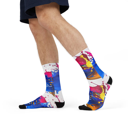 Color Splash Sublimation Crew Socks — Vibrant Paint Splash Athletic Socks