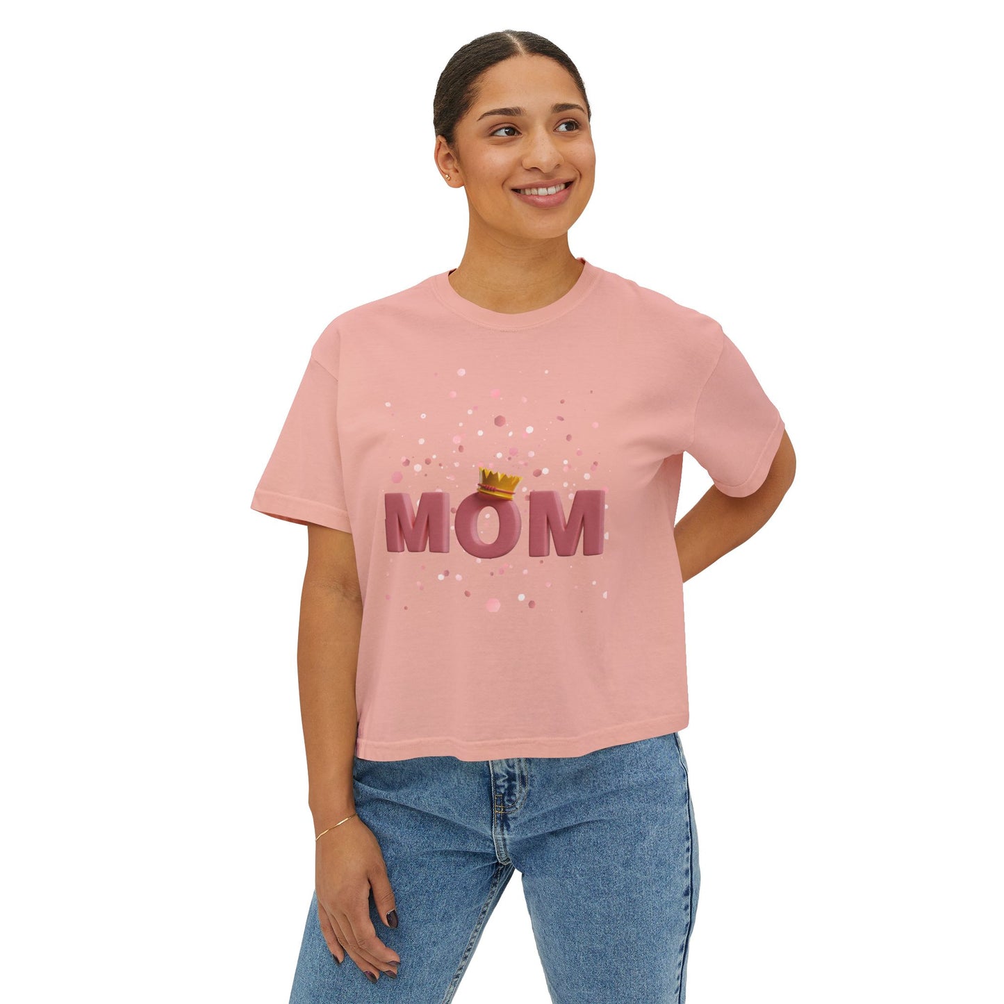 Mom Crown Boxy Tee - Stylish Women's T-Shirt for Mother's Day