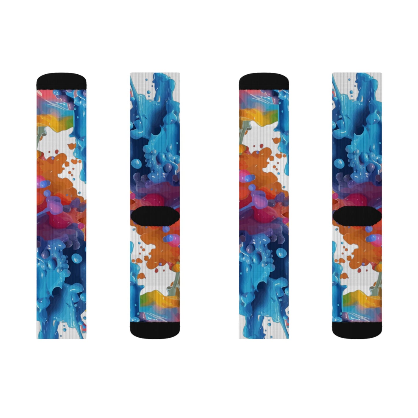 Color Splash Sublimation Socks — Abstract Rainbow Crew Socks