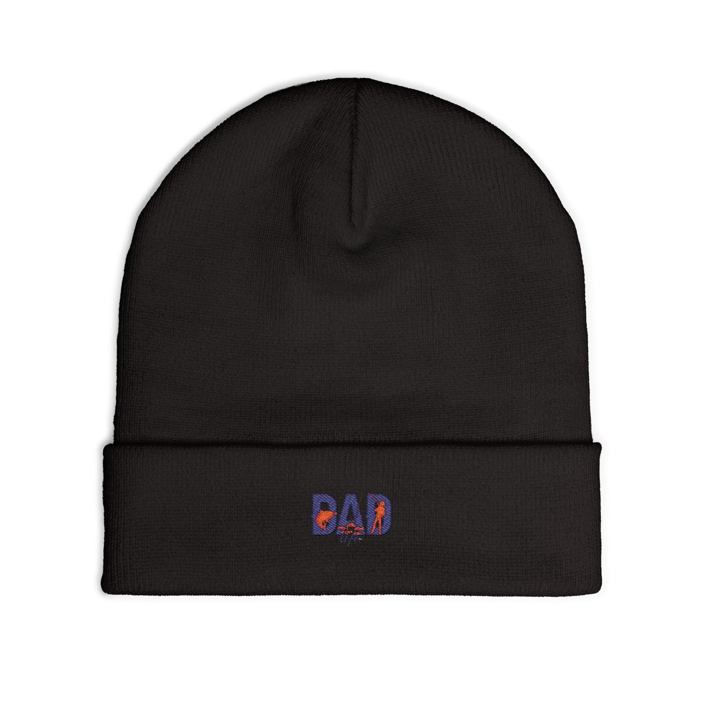 Embroidered 'DAD' Knit Beanie – Floral Accent Winter Hat for Fathers