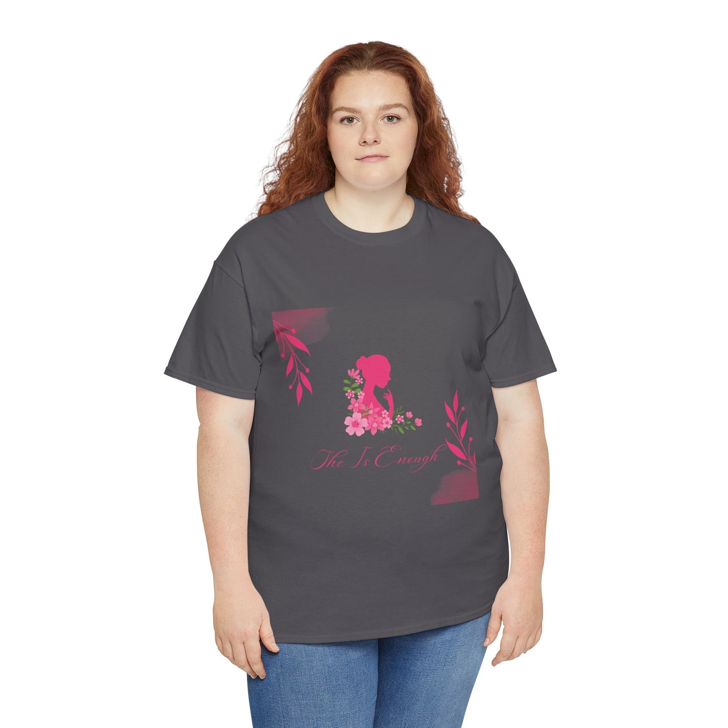 Floral Silhouette Tee — "She Is Enough" Inspirational Women's Shirt