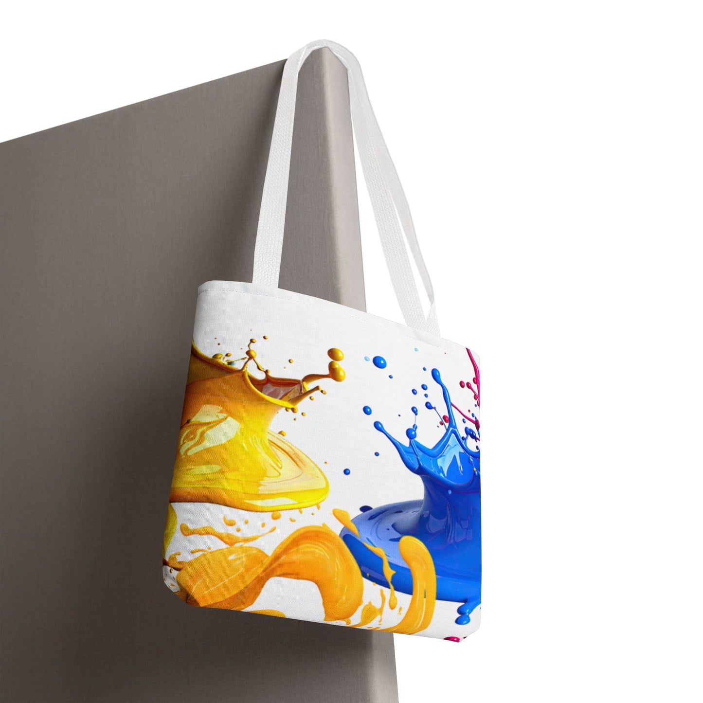 Color Splash Tote Bag – Vibrant Blue & Yellow Paint Splash All-Over Print