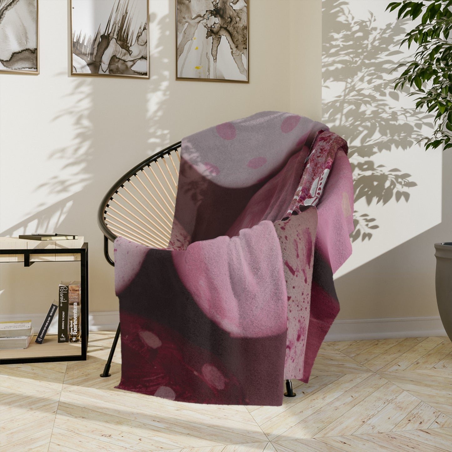 Happy Easter Pink Eggs Blanket - Velveteen Microfiber Easter Throw